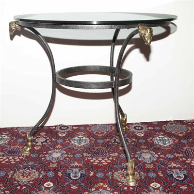 Lot 533 - Neoclassical Style Glass Top Brass and Iron...