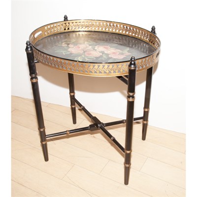 Lot 535 - Regency Style Tole Tray on Stand Height 26...