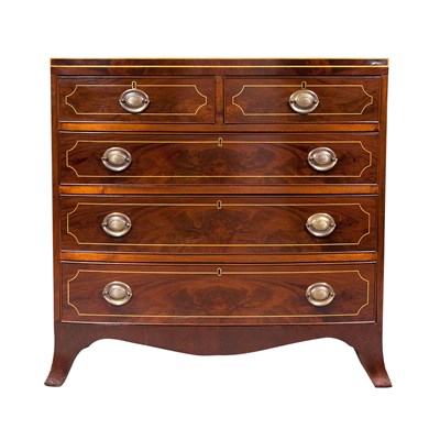 Lot 433 - George III Style Inlaid Mahogany Bow Front...