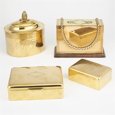 Lot 608 - Group of Four Brass Boxes Length of largest 8...