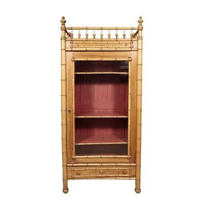 Lot 385 - Faux Bamboo and Pine Armoire Height 7 feet 3...
