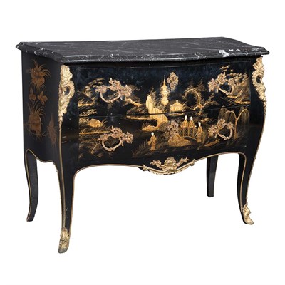 Lot 198 - Louis XV Style Gilt-Metal Mounted Black...