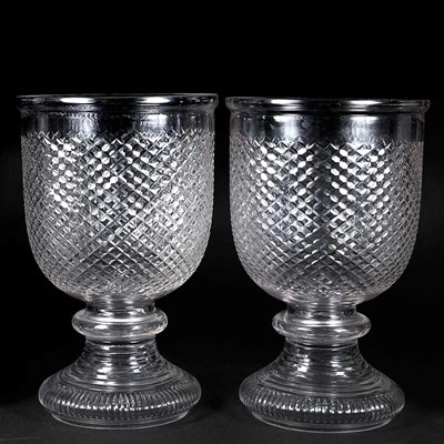 Lot 377 - Pair of Glass Urn-Form Vases Height 14 inches,...