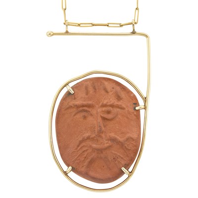 Lot 37 - Gold and Ceramic Pendant-Necklace, Cartier, Dinh Van, Picasso