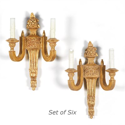 Lot 563 - Set of Six Louis XVI Style Gold Painted...