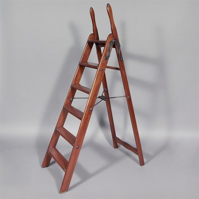 Lot 348 - Simplex Mahogany Ladder Height 62 1/2 inches.