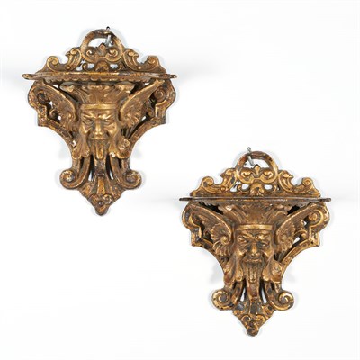 Lot 570 - Pair of Baroque Style Gilt-Metal Brackets...