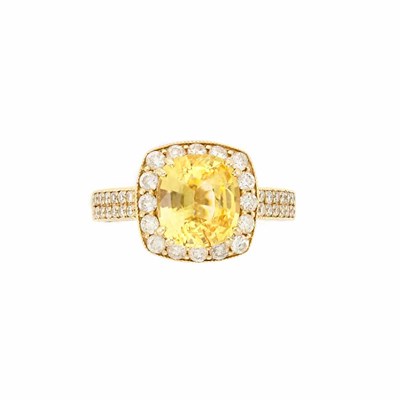 Lot 614 - Gold, Yellow Sapphire and Diamond Ring