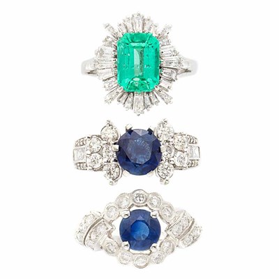 Lot 234 - Three Gem-Set and Diamond Rings