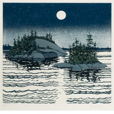 Lot 203 - Neil Welliver ISLANDS ALLAGASH Color woodcut,...