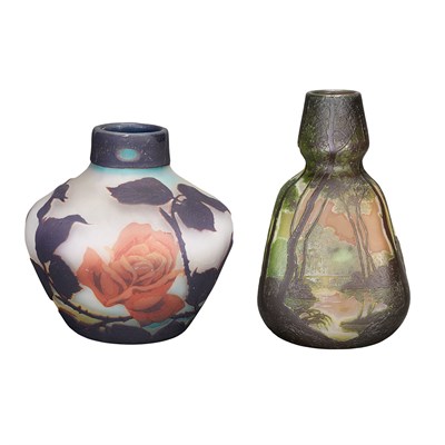 Lot 407 - Two French Art Nouveau Acid Etched Cameo Glass...