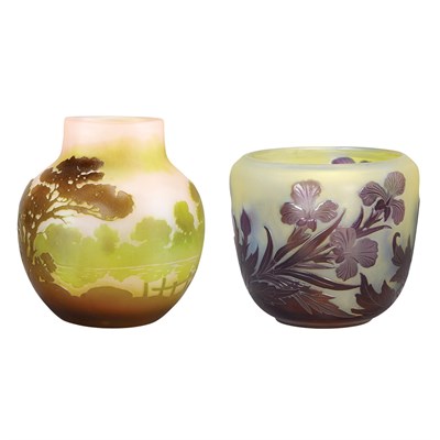 Lot 413 - Two Galle Acid Etched Cameo Glass Cabinet...