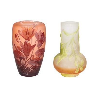 Lot 410 - Two Galle Acid Etched Cameo Glass Cabinet...