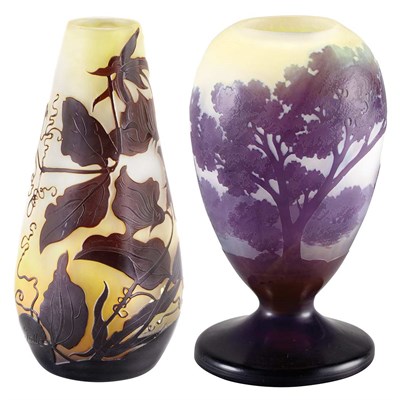Lot 409 - Two Galle Acid Etched Cameo Glass Cabinet Bud...
