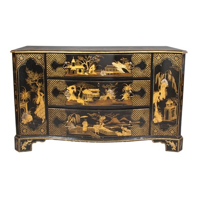 Lot 440 - George III Black Japanned and Parcel Gilt...