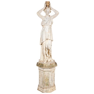 Lot 600 - White Painted and Parcel Giltwood Figure of a...