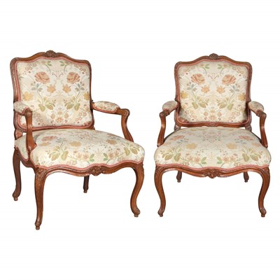 Lot 160 - Assembled Pair of Louis XV Beechwood and Pine...