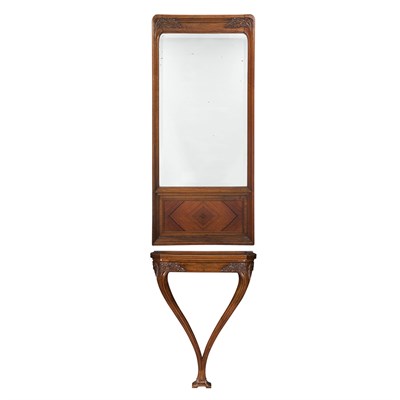 Lot 419 - French Art Nouveau Carved Walnut Console and...