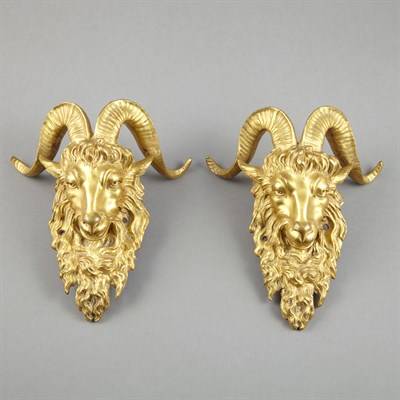 Lot 491 - Pair of Louis XVI Style Gilt-Bronze Ram's Head...