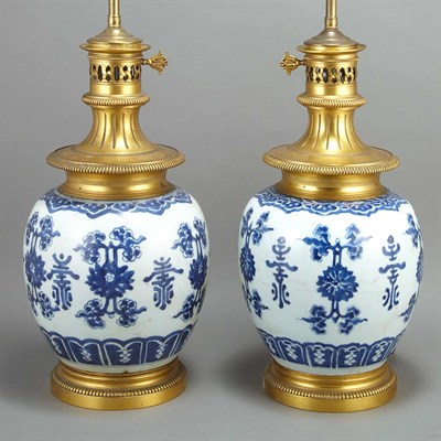 Lot 380 - Pair of Gilt-Metal Mounted Chinese Export...