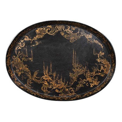 Lot 321 - Victorian Black Lacquer and Parcel Gilt Papier...