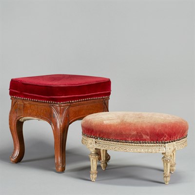 Lot 340 - Two French Style Footstools Height of larger...