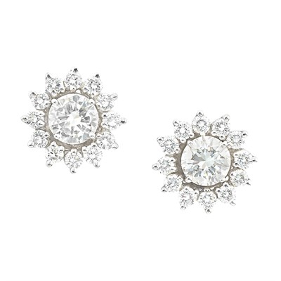 Lot 238 - Pair of White Gold and Diamond Earrings