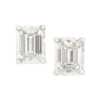 Lot 245 - Pair of Platinum and Diamond Stud Earrings, Graff