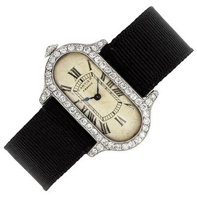Lot 122 - Lady's Platinum, Gold and Diamond Wristwatch, Cartier, France