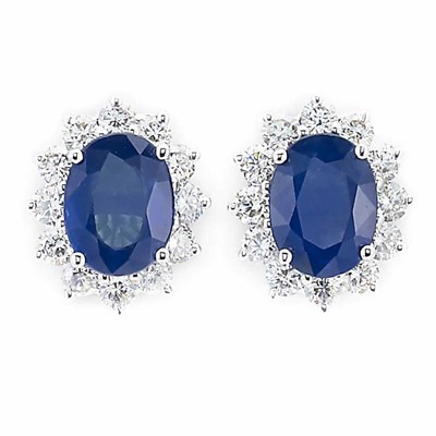 Lot 891 - Pair of White Gold, Sapphire and Diamond Earrings