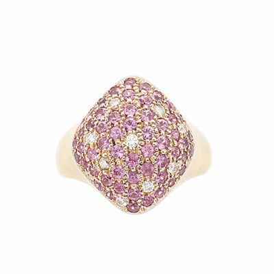Lot 383 - Two-Color Gold, Pink Sapphire and Diamond Ring, Piranesi