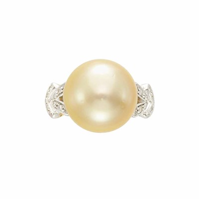 Lot 269 - Gold, Golden Button Cultured Pearl and Diamond Ring, Piranesi