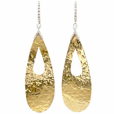 Lot 279 - Pair of Two-Color Gold and Diamond Pendant-Earrings, Piranesi