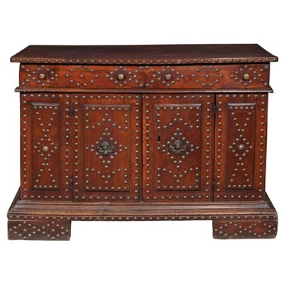 Lot 470 - Italian Walnut and Brass Nailhead Cabinet 17th...