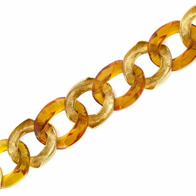 Lot 10 - Gold and Amber Curb Link Bracelet
