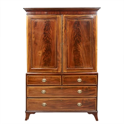 Lot 349 - Georgian Style Mahogany Linen Press Height 6...
