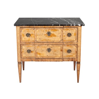 Lot 164 - Continental Elm and Burr-Wood Commode The gray...