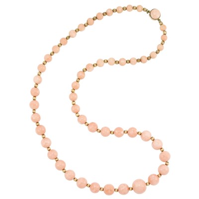 Lot 285 - Coral and Low Karat Gold Bead Necklace