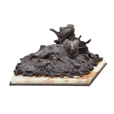 Lot 287 - Russian Style Bronze Bear Themed Inkstand Late...