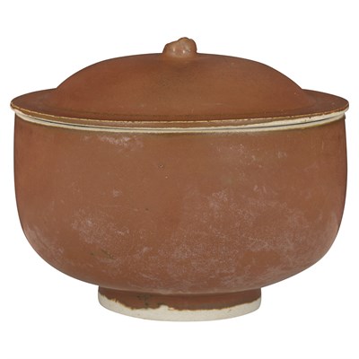 Lot 32 - Chinese Cizhou Persimmon Glazed Covered Bowl...