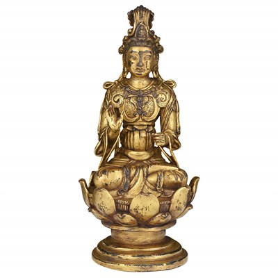 Lot 40 - Chinese Gilt-Bronze Bodhisattva Liao style...