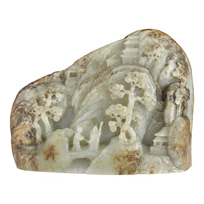 Lot 76 - Chinese Celadon Jade Boulder Qing Dynasty Of...