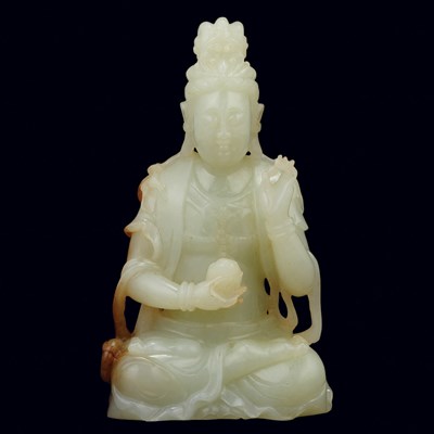 Lot 79 - Chinese Celadon Jade Guanyin Qing Dynasty...