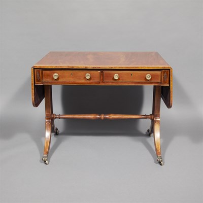 Lot 594 - English Inlaid Mahogany Sofa Table Height 28...