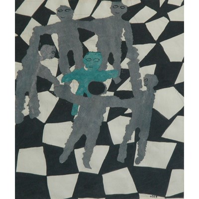 Lot 32 - Margo Hoff American, 1912-2008 Game in Black...