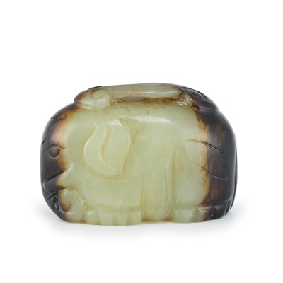 Lot 82 - Chinese Black and Celadon Jade Elephant Qing...