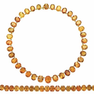 Lot 576 - Gold and Citrine Necklace and Bracelet