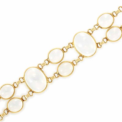 Lot 154 - Double Strand Gold and Moonstone Bracelet