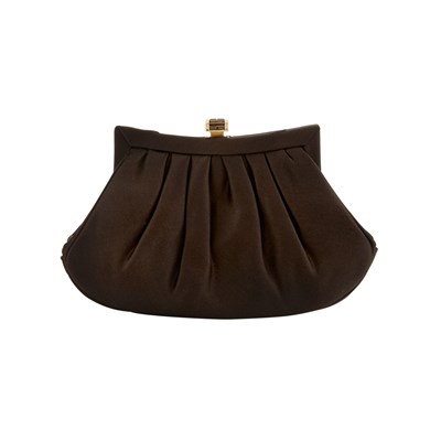 Lot 948 - Brown Satin Evening Purse with Simulated Smoky Quartz Clasp, Judith Leiber