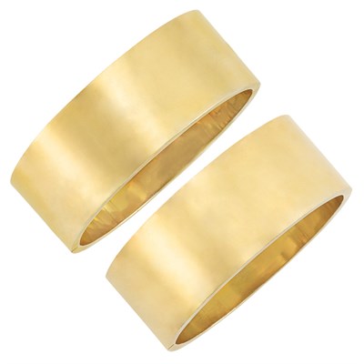 Lot 6 - Pair of Gold Cuff Bangle Bracelets